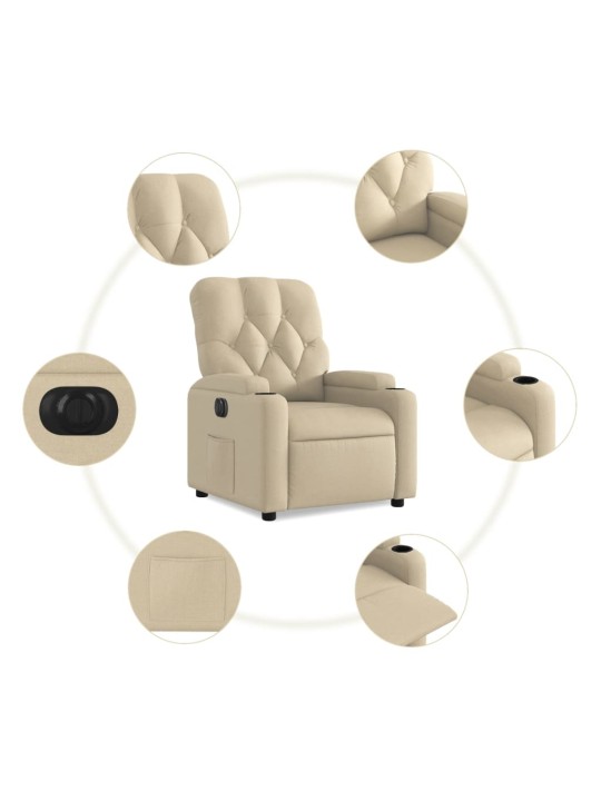 Elektrické polohovací křeslo krémové textil
