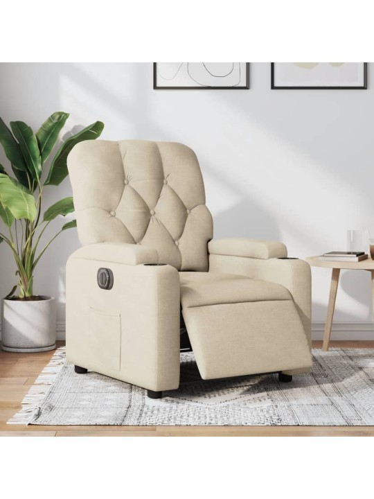 Elektrické polohovací křeslo krémové textil