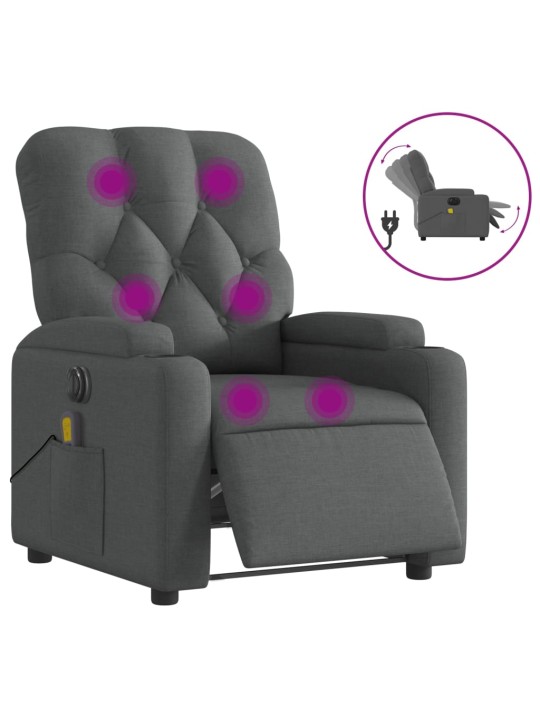 Elektrické masážní polohovací křeslo tmavě šedé textil