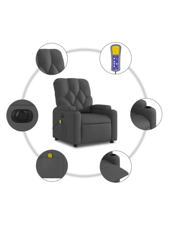 Elektrické masážní polohovací křeslo tmavě šedé textil