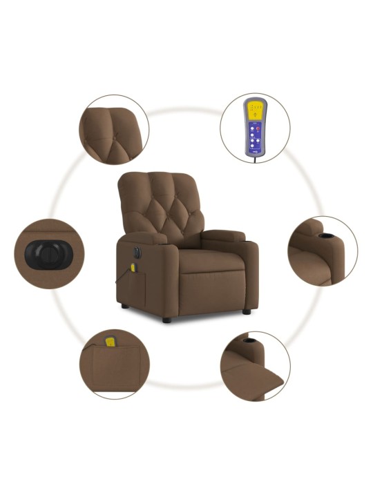 Elektrické masážní polohovací křeslo hnědé textil