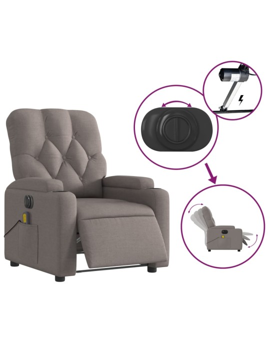 Elektrické masážní polohovací křeslo taupe textil