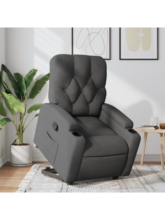 Zvedací polohovací křeslo tmavě šedé textil