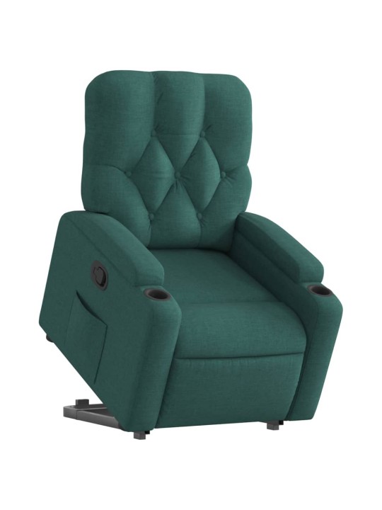 Zvedací polohovací křeslo tmavě zelené textil