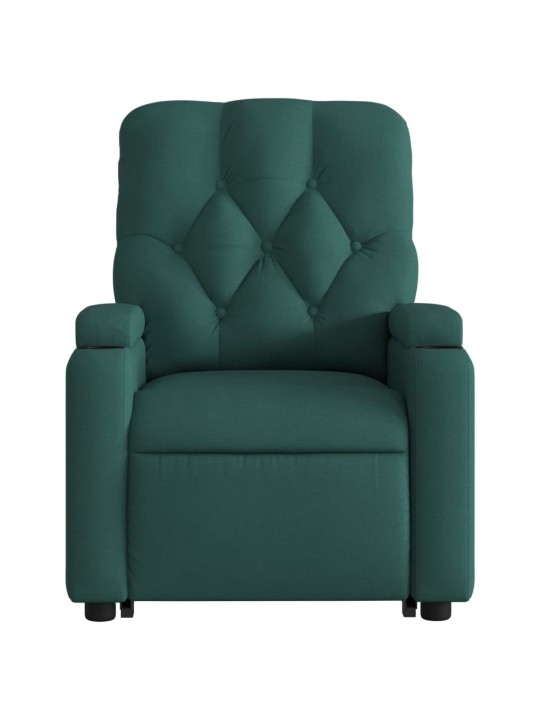 Zvedací polohovací křeslo tmavě zelené textil