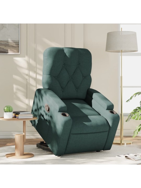 Zvedací polohovací křeslo tmavě zelené textil