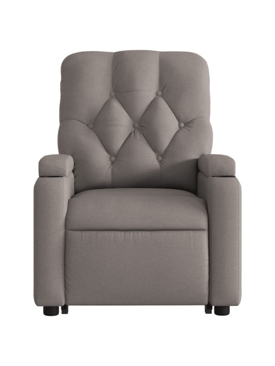 Zvedací masážní polohovací křeslo taupe textil