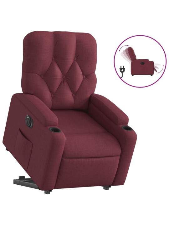Elektrické zvedací polohovací křeslo vínové textil