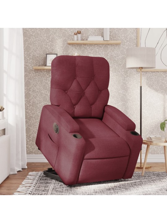 Elektrické zvedací polohovací křeslo vínové textil