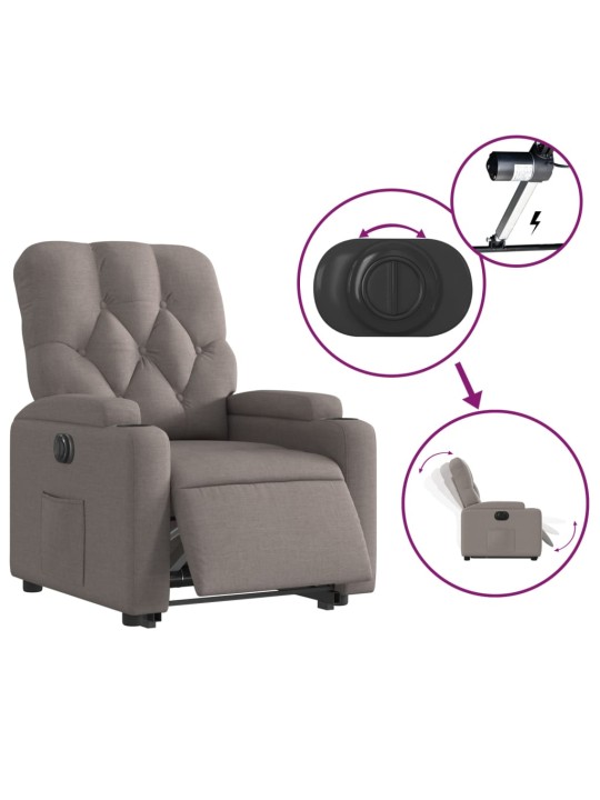 Elektrické zvedací polohovací křeslo taupe textil