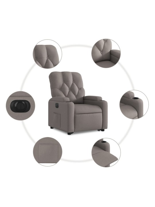 Elektrické zvedací polohovací křeslo taupe textil