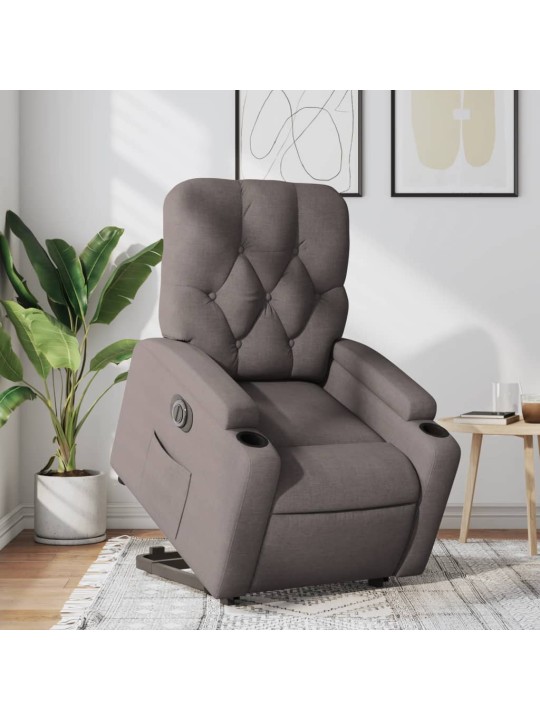 Elektrické zvedací polohovací křeslo taupe textil