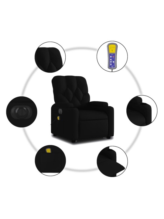 Elektrické zvedací masážní polohovací křeslo černé textil