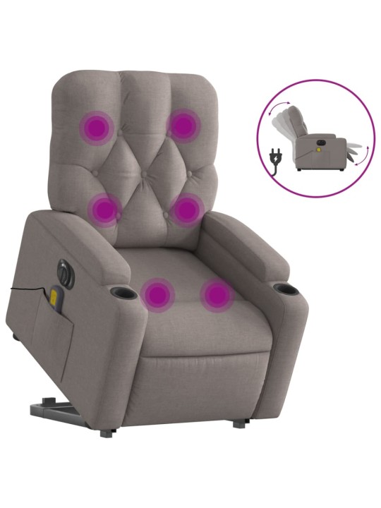 Elektrické zvedací masážní polohovací křeslo taupe textil