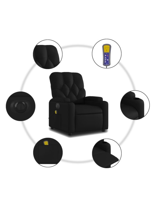 Elektrické masážní polohovací křeslo černé umělá kůže