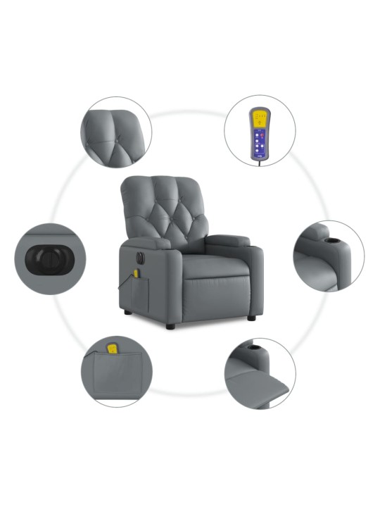 Elektrické masážní polohovací křeslo šedé umělá kůže