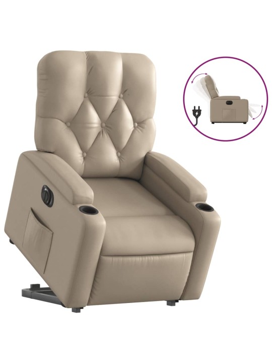 Elektrické zvedací polohovací křeslo cappuccino umělá kůže