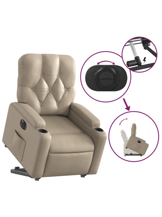 Elektrické zvedací polohovací křeslo cappuccino umělá kůže