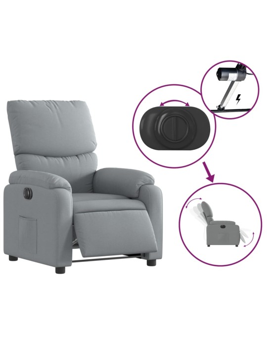 Elektrické polohovací křeslo světle šedé textil