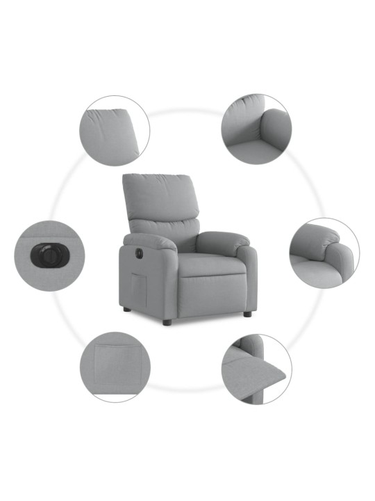 Elektrické polohovací křeslo světle šedé textil