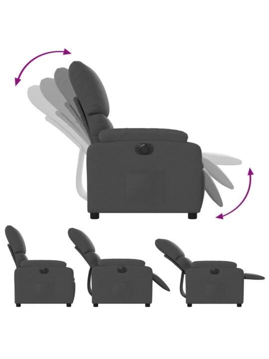 Elektrické polohovací křeslo tmavě šedé textil