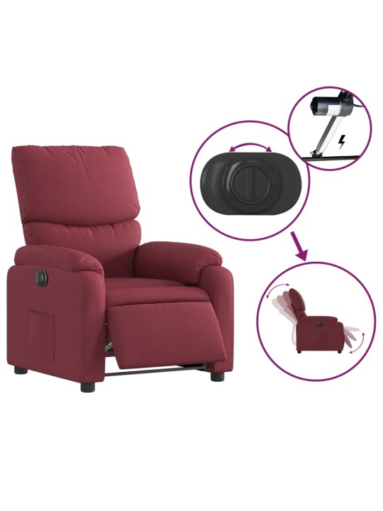 Elektrické polohovací křeslo vínové textil