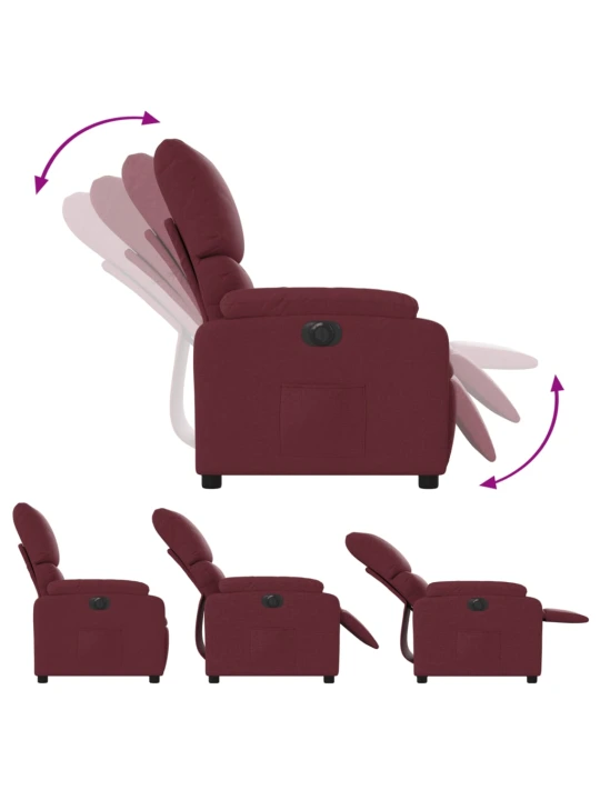 Elektrické polohovací křeslo vínové textil