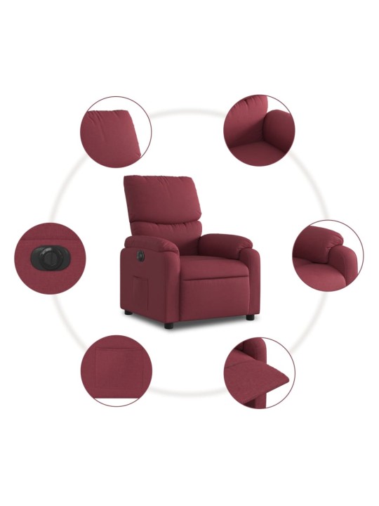 Elektrické polohovací křeslo vínové textil