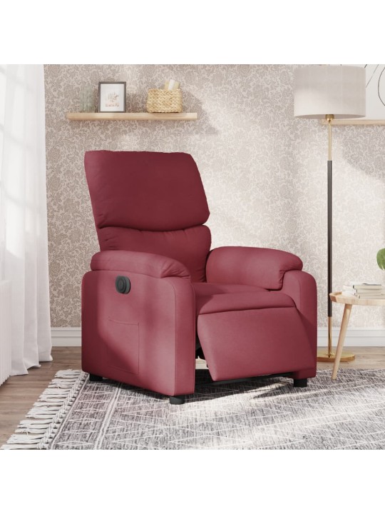 Elektrické polohovací křeslo vínové textil