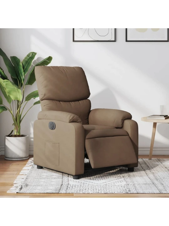 Elektrické polohovací křeslo hnědé textil