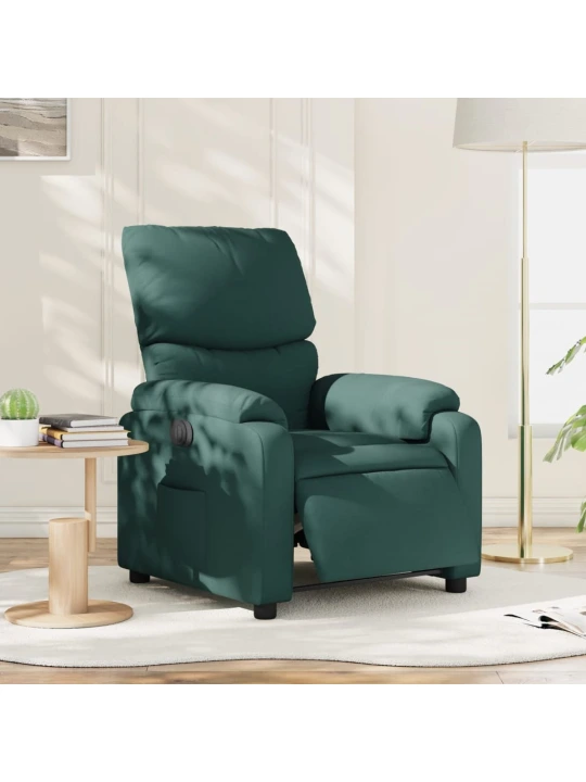 Elektrické polohovací křeslo tmavě zelené textil