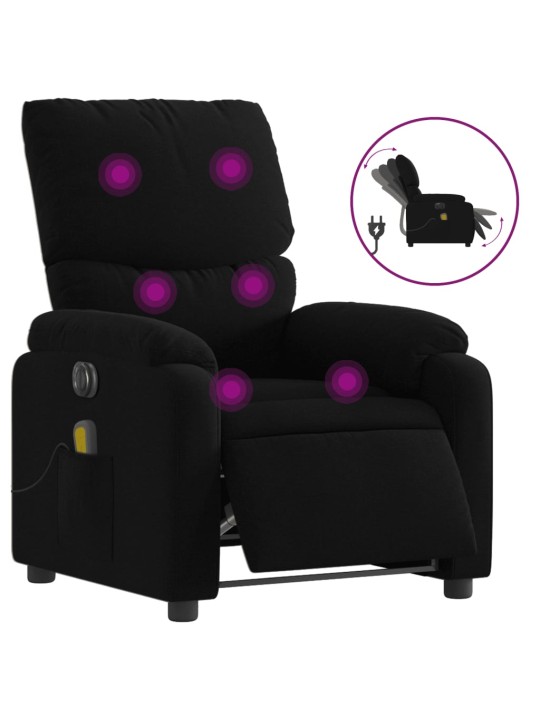 Elektrické masážní polohovací křeslo černé textil