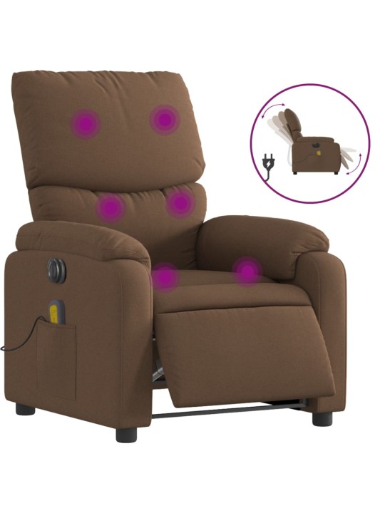 Elektrické masážní polohovací křeslo hnědé textil