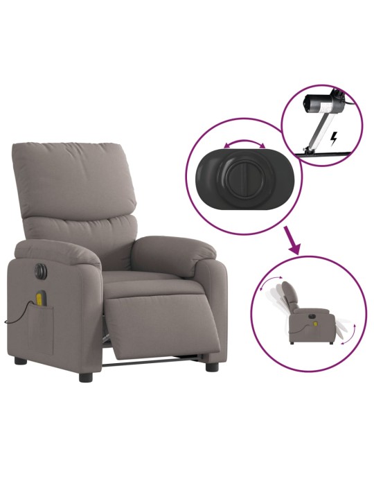 Elektrické masážní polohovací křeslo taupe textil