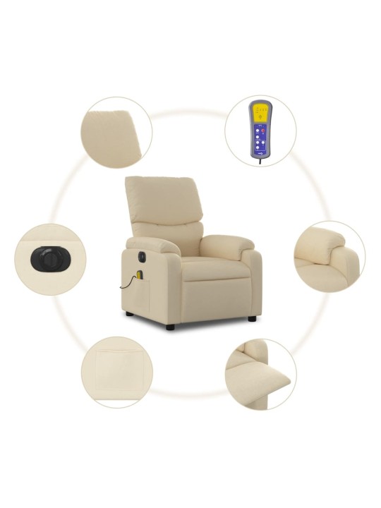Elektrické masážní polohovací křeslo krémové textil