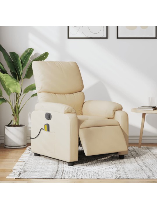 Elektrické masážní polohovací křeslo krémové textil