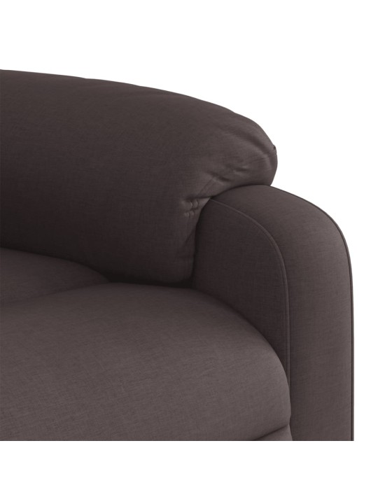 Zvedací polohovací křeslo tmavě hnědé textil