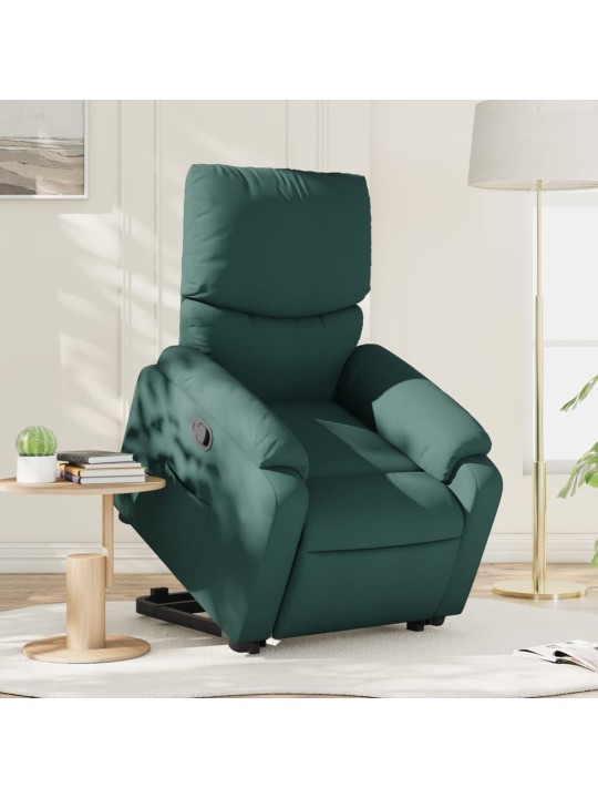 Zvedací polohovací křeslo tmavě zelené textil