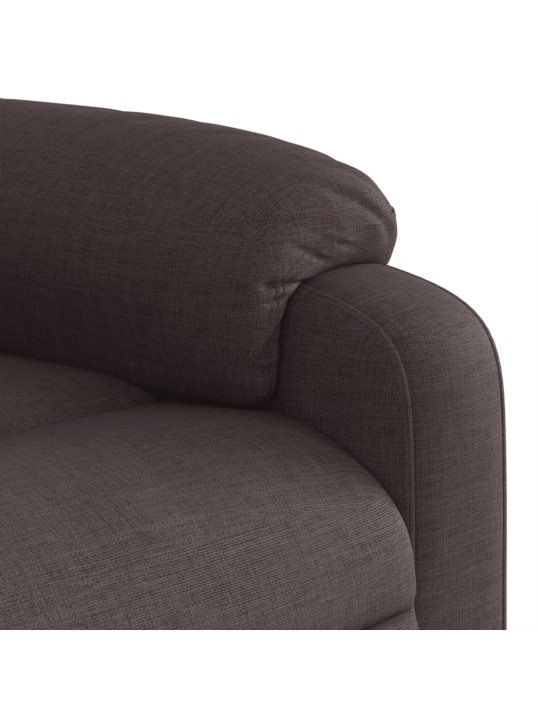 Zvedací masážní polohovací křeslo tmavě hnědé textil