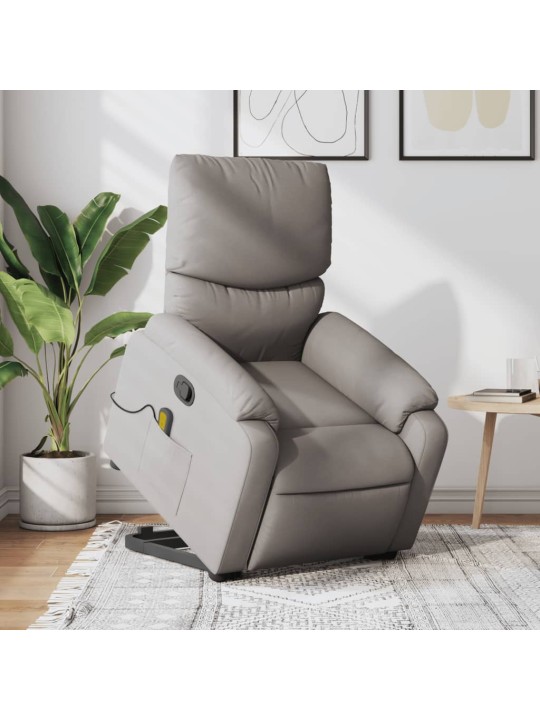 Zvedací masážní polohovací křeslo taupe textil
