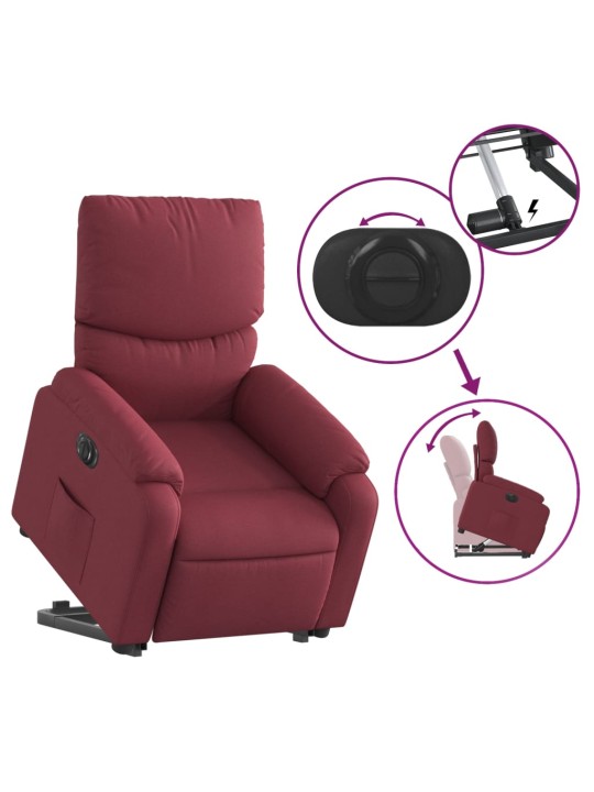 Elektrické zvedací polohovací křeslo vínové textil