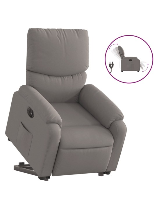 Elektrické zvedací polohovací křeslo taupe textil