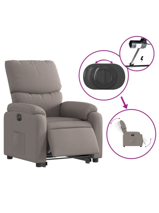 Elektrické zvedací polohovací křeslo taupe textil