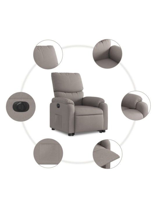 Elektrické zvedací polohovací křeslo taupe textil