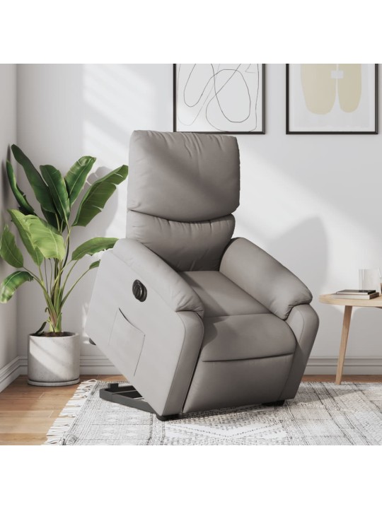 Elektrické zvedací polohovací křeslo taupe textil