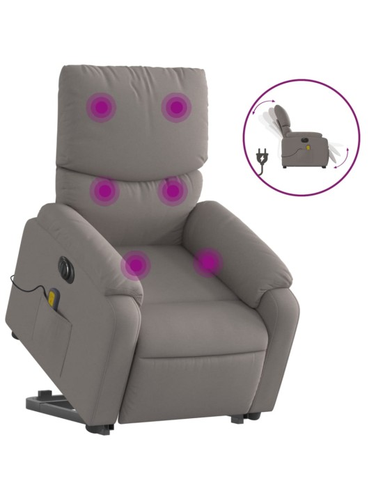 Elektrické zvedací masážní polohovací křeslo taupe textil