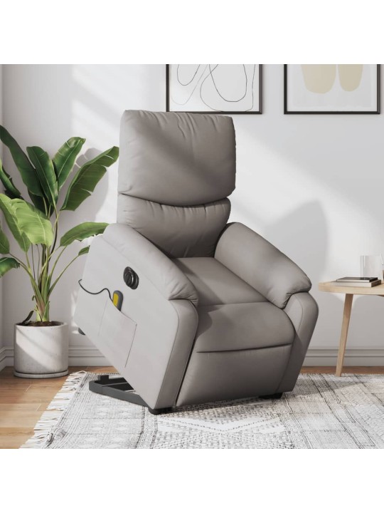 Elektrické zvedací masážní polohovací křeslo taupe textil