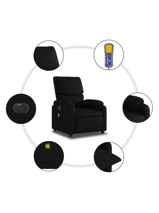 Elektrické masážní polohovací křeslo černé umělá kůže