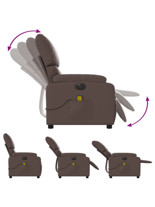 Elektrické masážní polohovací křeslo hnědé umělá kůže