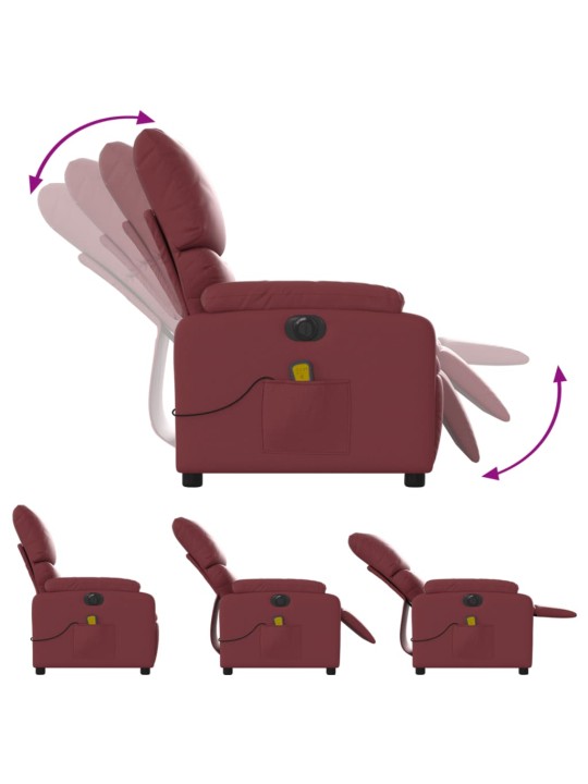 Elektrické masážní polohovací křeslo vínové umělá kůže